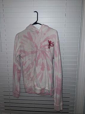 Pink roller rabbit Tie-Dye Hoodie with Monkey Patch